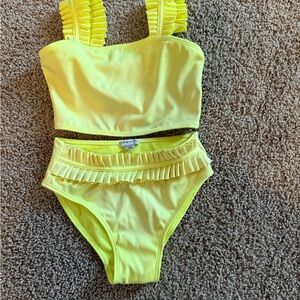 Habitual Kids Neon Yellow Ruffle Two-Piece Swim Set